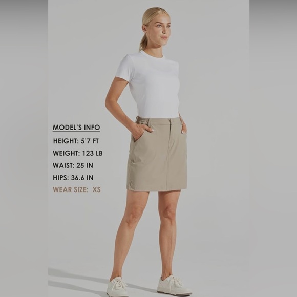 Willit Women's Skorts Golf Casual Skort Skirts UPF 50+Quick Outdoor Hiking Khaki - Picture 3 of 11